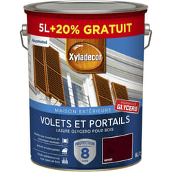 Xyladecor - Lasure protectrice glycéro pour bois extérieur - Volets et Portails - aspect satin noyer 6 l (5 l + 1 l gratuit)