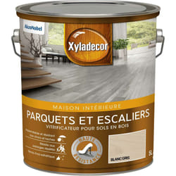 Vitrificateur pour sols intérieurs en bois - Parquet et Escalier - aspect satin blanc gris 5 l Xyladecor Blanc Gris