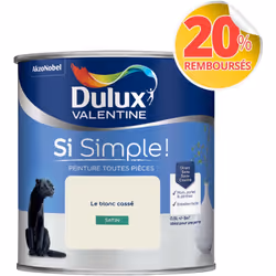 Peinture toutes pièces DULUX VALENTINE Si Simple ! SATIN Le Blanc cassé 0,5 L La peinture Dulux Valentine Si Simple! est LA p ...