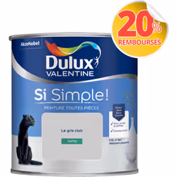 Peinture toutes pièces DULUX VALENTINE Si Simple ! SATIN Le Gris Clair 0,5 L La peinture Dulux Valentine Si Simple! est LA pe ...