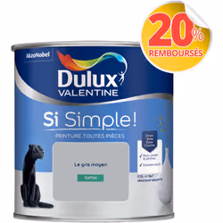 Peinture toutes pièces DULUX VALENTINE Si Simple ! SATIN Le Gris Moyen 0,5 L La peinture Dulux Valentine Si Simple! est LA pe ...