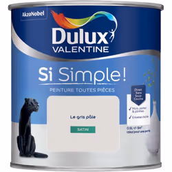 Peinture toutes pièces DULUX VALENTINE Si Simple ! SATIN Le Gris Pâle 0,5 L La peinture Dulux Valentine Si Simple! est LA pei ...