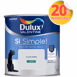 Peinture toutes pièces DULUX VALENTINE Si Simple ! SATIN Le Gris Pastel 0,5 L La peinture Dulux Valentine Si Simple! est LA p ...