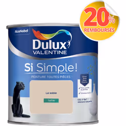 Peinture toutes pièces DULUX VALENTINE Si Simple ! SATIN Le Sable 0,5 L La peinture Dulux Valentine Si Simple! est LA peintur ...