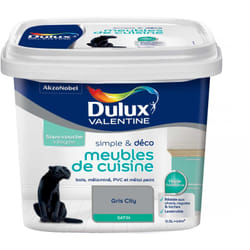 Dulux Valentine - Peinture De Rénovation Simple & Deco Meubles De Cuisine Satin Gris City 0,5 l