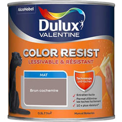 Dulux Valentine - Peinture bicouche intérieure Color Resist Murs et Boiseries Mat Brun Cachemire 0,5 l
