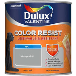 Dulux Valentine - Peinture bicouche intérieure Color Resist Murs et Boiseries Mat Gris Parfait 0,5 l