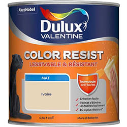 Dulux Valentine - Peinture bicouche intérieure Color Resist Murs et Boiseries Mat Ivoire 0,5 l