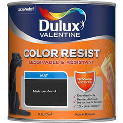 Dulux Valentine - Peinture bicouche intérieure Color Resist Murs et Boiseries Mat Noir Profond 0,5 l