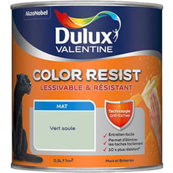 Dulux Valentine - Peinture bicouche intérieure Color Resist Murs et Boiseries Mat Vert Saule 0,5 l