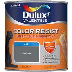 Dulux Valentine - Peinture bicouche intérieure Color Resist Murs et Boiseries Mat Charbon 0,5 l