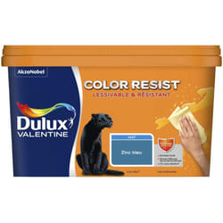 Dulux Valentine - Peinture bicouche intérieure Color Resist Murs et Boiseries Mat Zinc Bleu 2,5L