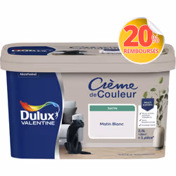 LIVRAISON OFFERTE DES 39€ D’ACHAT ET RETOUR GRATUIT ! Dulux Valentine Crème de couleur : La peinture Dulux Valentine Crème de ...