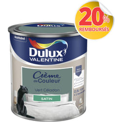 Dulux Valentine - Peinture Crème De Couleur Satin Vert Céladon 0,5 l