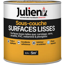 Julien - Sous-Couche pour Surfaces Lisses - Carrelage, pvc, verre, stratifié, pvc, mélaminé et plexiglass - Mat Blanc 0,5L