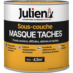 Julien - Sous-Couche Masque Taches - Pour fonds anciens, difficiles, abîmés, tachés - Mat Blanc 0,5L