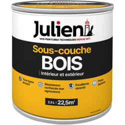 Julien - Sous-Couche pour Bois Intérieur/Extérieur - Excellente adhérence et opacité, formule microporeuse - Mat Blanc 2,5L