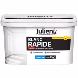 Blanc Rapide Mat de Julien, une peinture polyvalente pour les murs, les plafonds et les boiseries intérieures, à base d'eau.A ...