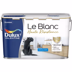 LIVRAISON OFFERTE DES 39€ D’ACHAT ET RETOUR GRATUIT ! Dulux Valentine Le Blanc Haute Résistance Mat : La peinture Le Blanc Ha ...