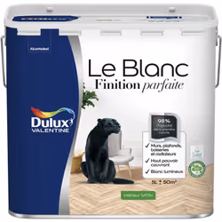LIVRAISON OFFERTE DES 39€ D’ACHAT ET RETOUR GRATUIT ! Dulux Valentine Le Blanc Finition Parfaite Blanc Satin : Le Blanc Finit ...