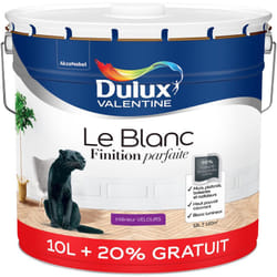 Peinture Le Blanc Finition Parfaite Dulux Valentine Velours Blanc 10 l + 20%
