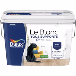 LIVRAISON OFFERTE DES 39€ D’ACHAT ET RETOUR GRATUIT ! Dulux Valentine Le Blanc Tous Supports Crème de Peinture - Satin : Appo ...