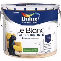 LIVRAISON OFFERTE DES 39€ D’ACHAT ET RETOUR GRATUIT ! Dulux Valentine Le Blanc Tous Supports Crème de Peinture - Satin : Appo ...