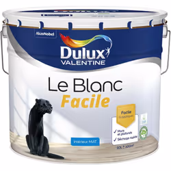 LIVRAISON OFFERTE DES 39€ D’ACHAT ET RETOUR GRATUIT ! Dulux Valentine Le Blanc Facile Mat : Le Blanc Facile est la peinture i ...