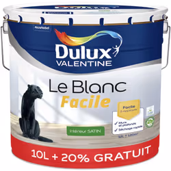 LIVRAISON OFFERTE DES 39€ D’ACHAT ET RETOUR GRATUIT ! Dulux Valentine Le Blanc Facile Satin : Le Blanc Facile est la peinture ...