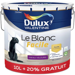 Peinture Le Blanc Facile Dulux Valentine Velours Blanc 10 l + 20%