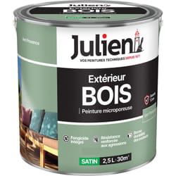 Julien - Peinture Bois Microporeux Extérieur Satin - Portes, fenêtres, portails, mobilier de jardin - Vert Provence 2,5 l