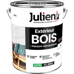 Julien - Peinture Bois Microporeux Extérieur Satin - Portes, fenêtres, portails, mobilier de jardin - Blanc 5 l