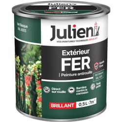 Julien - Peinture Fer Anti-Rouille Brillant - Portes, grilles, portails, mobilier de jardin en métal - Vert Basque 0,5 l