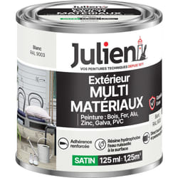Julien - Peinture Multi-Matériaux Satin en phase Aqueuse - Bois, Fer, Alu, pvc, Zinc, Acier galvanisé, brut ou peint - Blanc 0,125 l