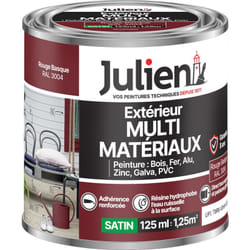 Julien - Peinture Multi-Matériaux Satin en phase Aqueuse - Bois, Fer, Alu, pvc, Zinc, Acier galvanisé, brut ou peint - Rouge Basque 0,125 l