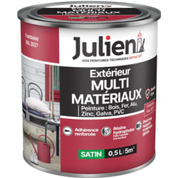 Julien - Peinture Multi-Matériaux Satin en phase Aqueuse - Bois, Fer, Alu, pvc, Zinc, Acier galvanisé, brut ou peint - Framboise 0,5 l