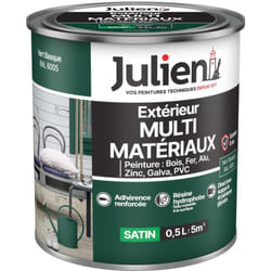 Julien - Peinture Multi-Matériaux Satin en phase Aqueuse - Bois, Fer, Alu, pvc, Zinc, Acier galvanisé, brut ou peint - Vert Basque 0,5 l