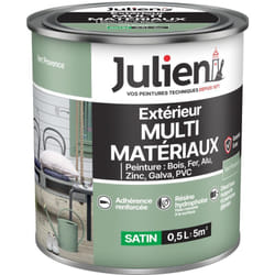 Julien - Peinture Multi-Matériaux Satin en phase Aqueuse - Bois, Fer, Alu, pvc, Zinc, Acier galvanisé, brut ou peint - Vert Provence 0,5 l