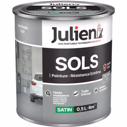 Julien Peinture Sols Extrême Intérieur et Extérieur - Chapes béton, ciment lissé, briques, asphalte, planchers et parquets - Gris Fossile 0,5 L