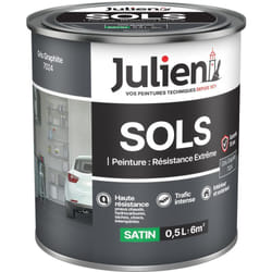 Julien - Peinture Sols Extrême Intérieur et Extérieur - Chapes béton, ciment lissé, briques, asphalte, planchers et parquets - Gris Graphite 0,5 l