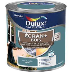 Dulux Valentine - ecran+ bois - Peinture satinée pour bois extérieur - Volets, portes, fenêtres, portails - Bleu Tempête 0,25 l