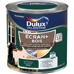 Dulux Valentine - ecran+ bois - Peinture satinée pour bois extérieur - Volets, portes, fenêtres, portails - Vert Basque 0,25 l