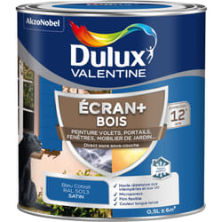 Dulux Valentine - ecran+ bois - Peinture satinée pour bois extérieur - Volets, portes, fenêtres, portails - Bleu Cobalt 0,5 l