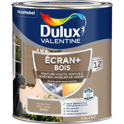 Dulux Valentine - ecran+ bois - Peinture satinée pour bois extérieur - Volets, portes, fenêtres, portails - Beige Gris 0,5 l