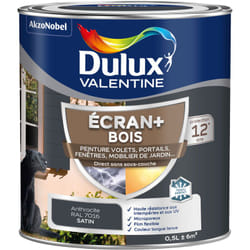 Dulux Valentine - ecran+ bois - Peinture satinée pour bois extérieur - Volets, portes, fenêtres, portails - Gris Anthracite 0,5 l