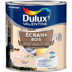 Dulux Valentine - ecran+ bois - Peinture satinée pour bois extérieur - Volets, portes, fenêtres, portails - Sable Clair 0,5 l