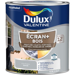 Dulux Valentine - ecran+ bois - Peinture satinée pour bois extérieur - Volets, portes, fenêtres, portails - Gris Franc 0,5 l