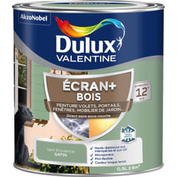 Dulux Valentine - ecran+ bois - Peinture satinée pour bois extérieur - Volets, portes, fenêtres, portails - Vert Provence 0,5 l