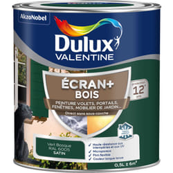 Dulux Valentine - ecran+ bois - Peinture satinée pour bois extérieur - Volets, portes, fenêtres, portails - Vert Basque 0,5 l
