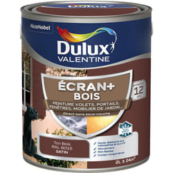 Dulux Valentine - ecran+ bois - Peinture satinée pour bois extérieur - Volets, portes, fenêtres, portails - Ton Bois 2 l